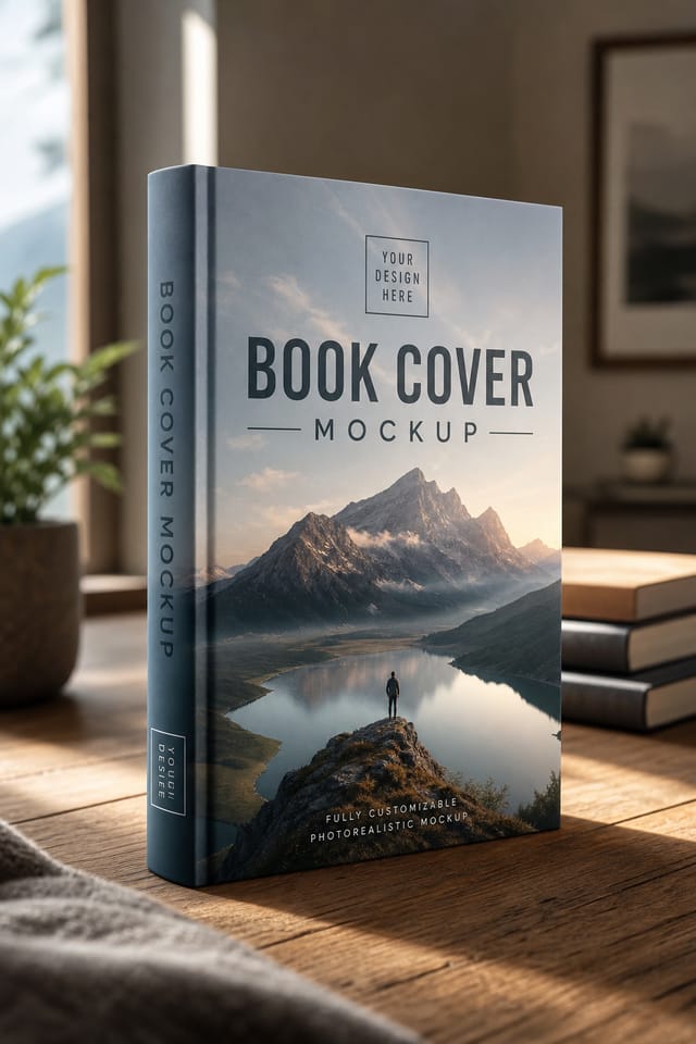 Book Cover Mockup — photo-realistic style product mockup