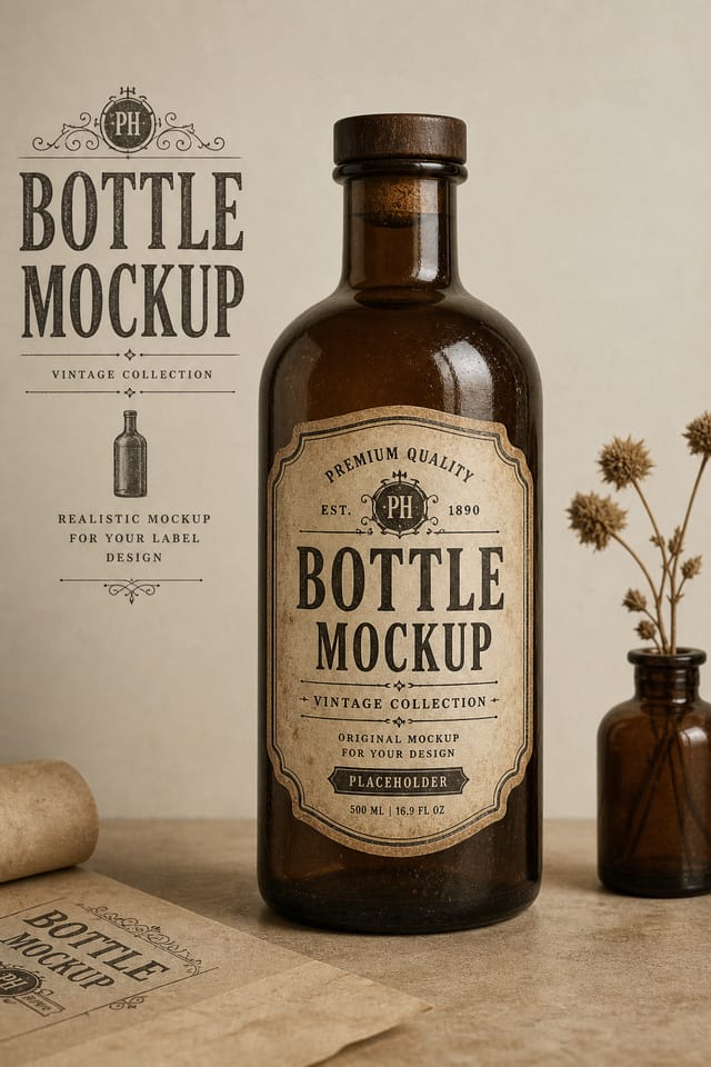 Bottle Mockup — vintage style product mockup