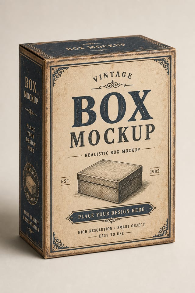 Box Mockup — vintage style product mockup