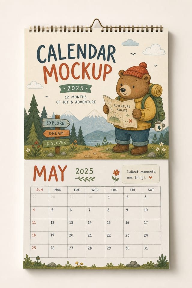 Calendar Mockup — illustration style product mockup