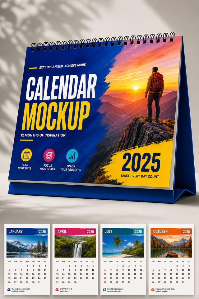 Calendar Mockup — vibrant style product mockup