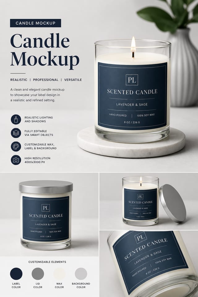Candle Mockup — corporate style product mockup