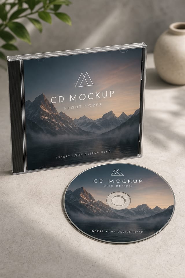 CD Mockup — photo-realistic style product mockup