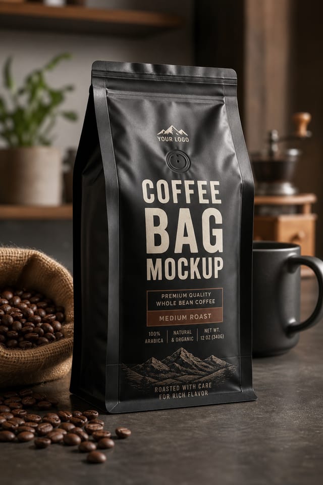 Coffee Bag Mockup — photo-realistic style product mockup