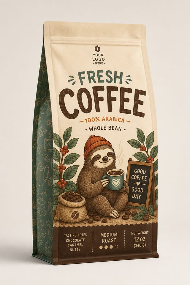 Coffee Bag Mockup — illustration style product mockup