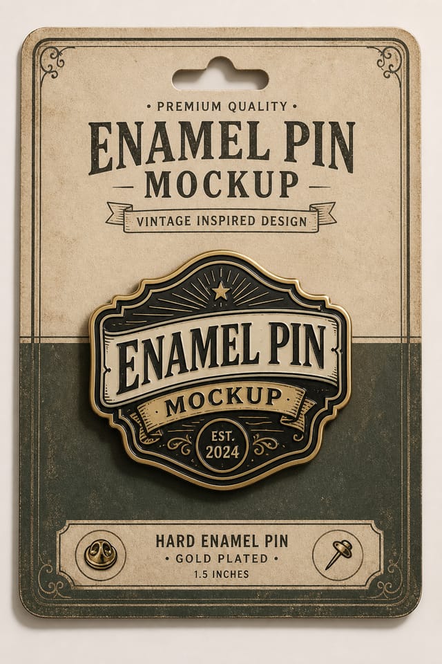 Enamel Pin Mockup — vintage style product mockup