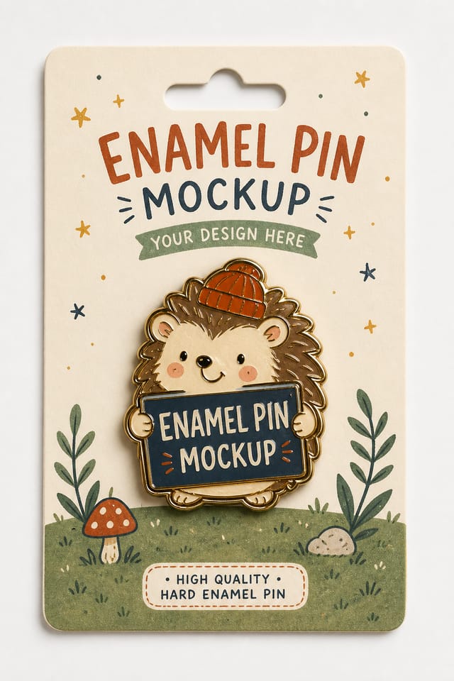 Enamel Pin Mockup — illustration style product mockup
