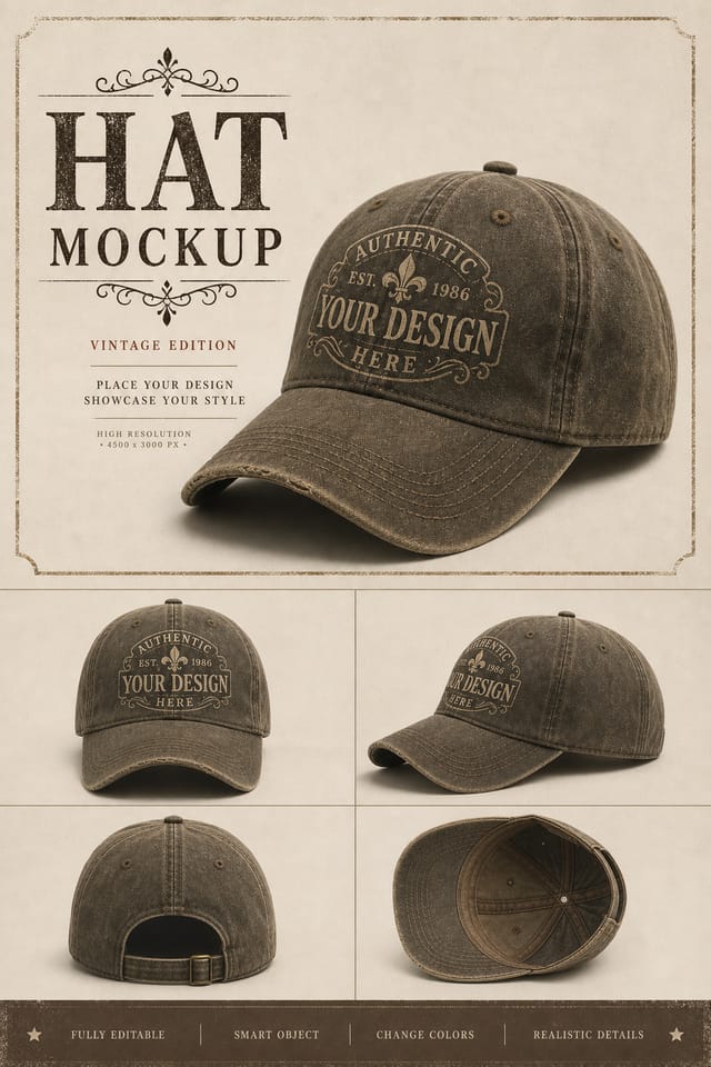 Hat Mockup — vintage style product mockup