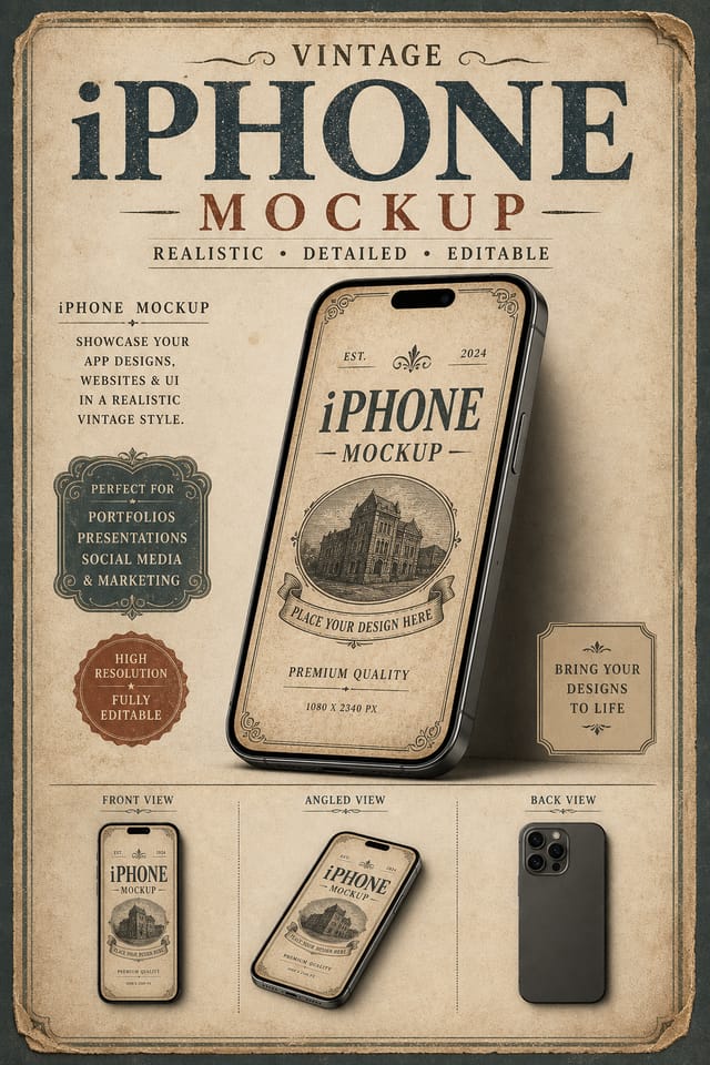 iPhone Mockup — vintage style product mockup