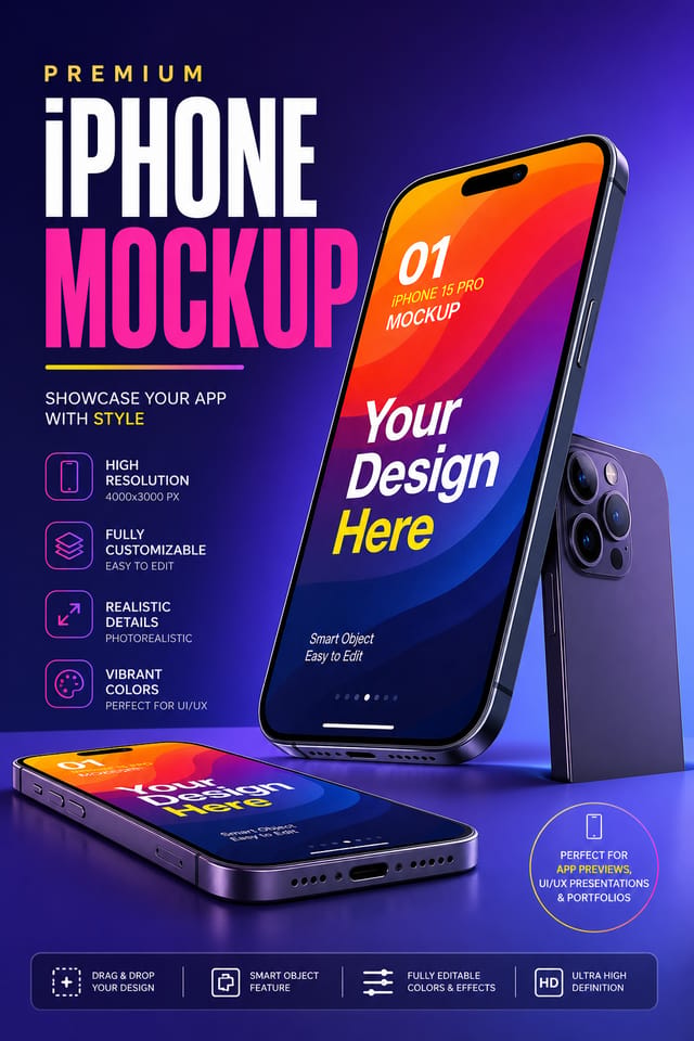 iPhone Mockup — vibrant style product mockup