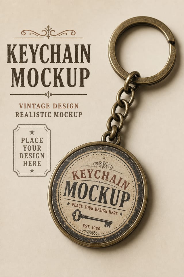 Keychain Mockup — vintage style product mockup