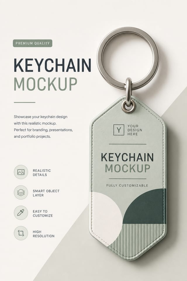Keychain Mockup — modern style product mockup