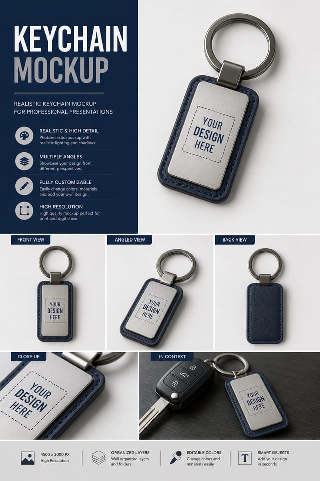 Keychain Mockup — corporate style product mockup