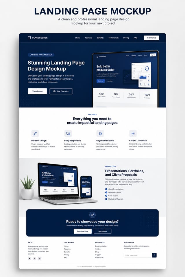 Landing Page Mockup — corporate style product mockup