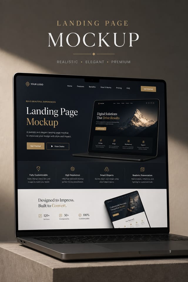 Landing Page Mockup — elegant style product mockup