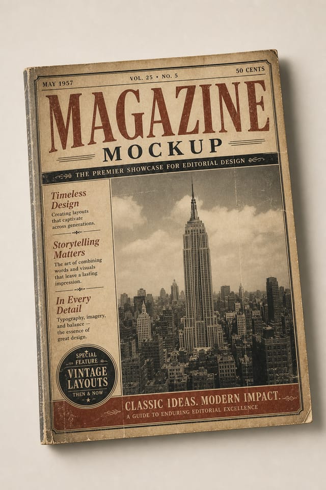 Magazine Mockup — vintage style product mockup