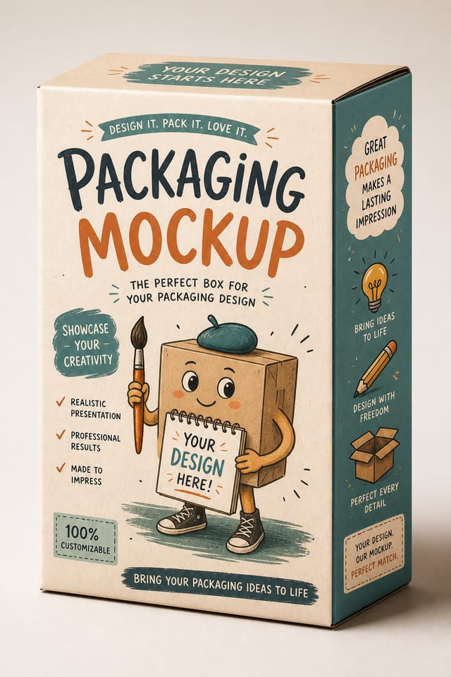Packaging Mockup — illustration style product mockup