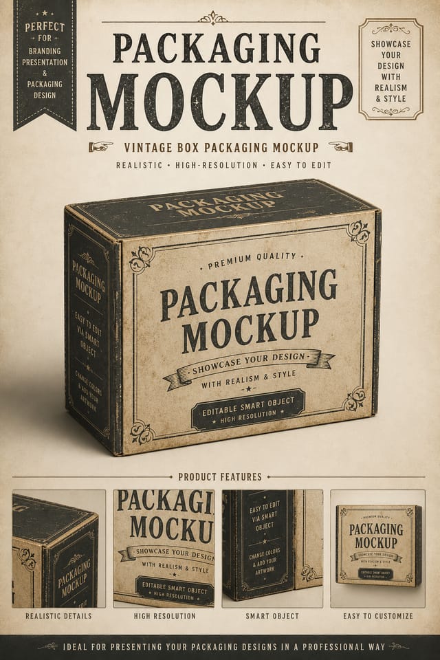 Packaging Mockup — vintage style product mockup