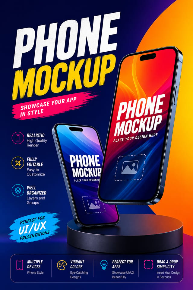 Phone Mockup — vibrant style product mockup