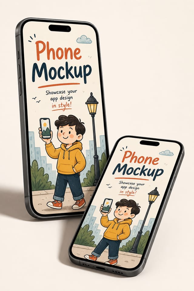 Phone Mockup — illustration style product mockup