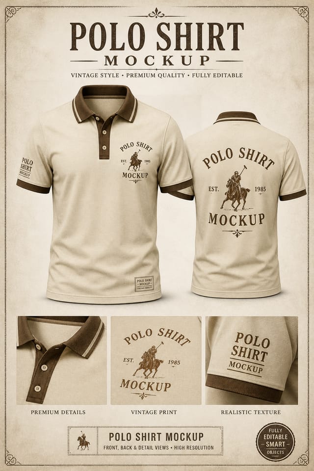 Polo Shirt Mockup — vintage style product mockup