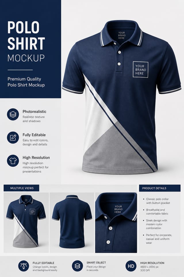 Polo Shirt Mockup — corporate style product mockup