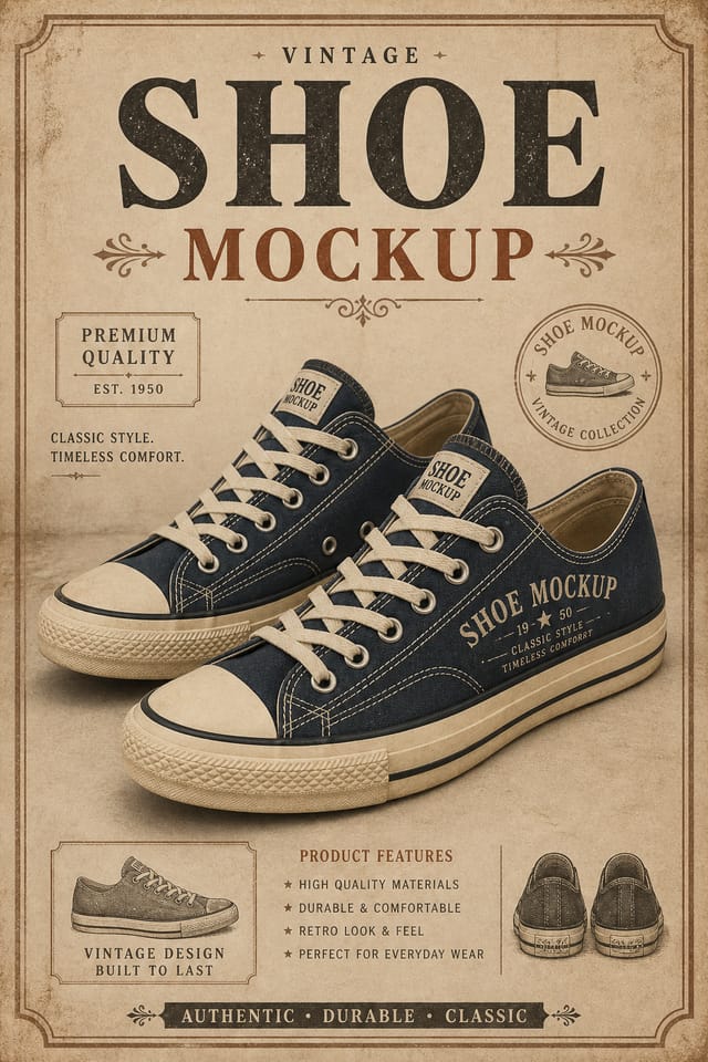 Shoe Mockup — vintage style product mockup