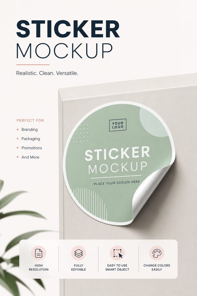 Sticker Mockup — modern style product mockup