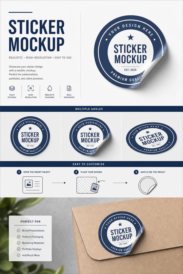 Sticker Mockup — corporate style product mockup