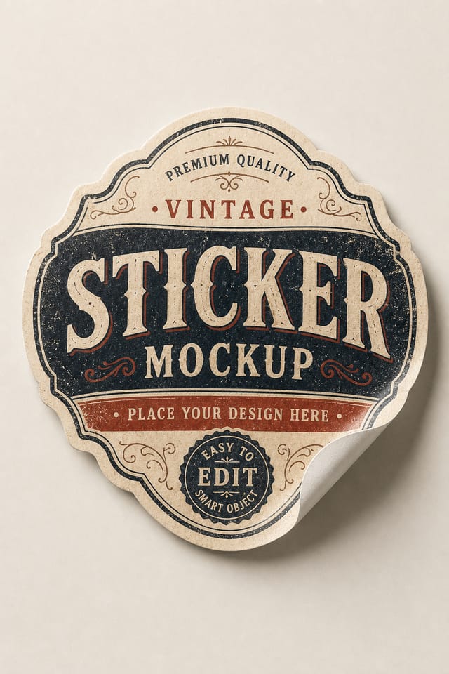 Sticker Mockup — vintage style product mockup