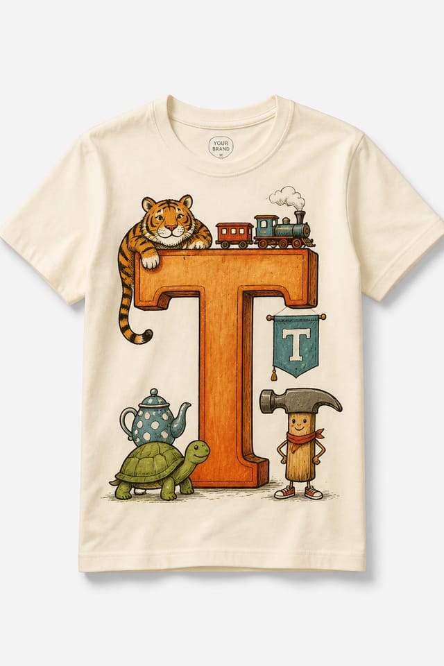 T — illustration style product mockup
