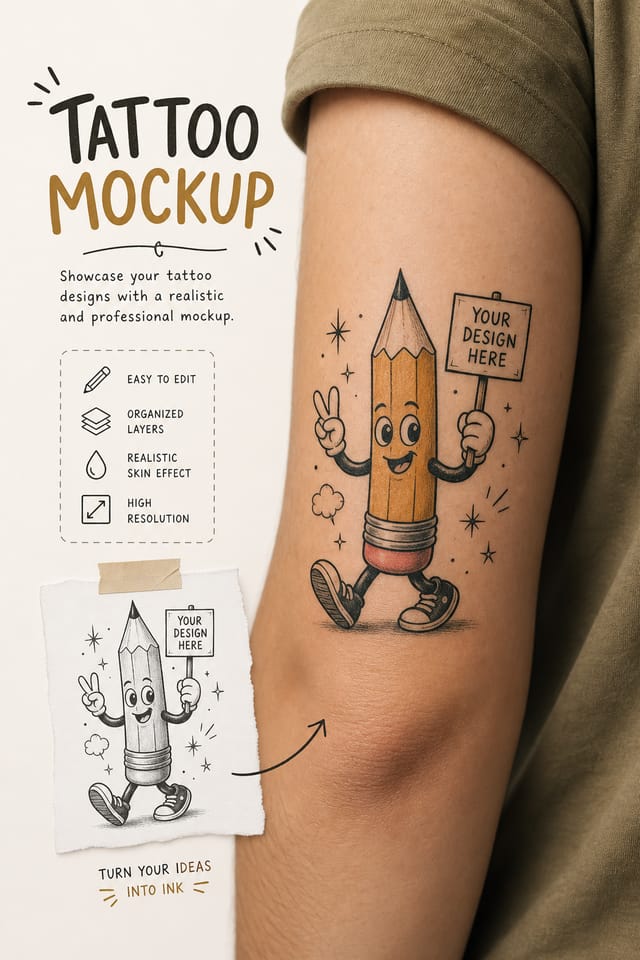 Tattoo Mockup — illustration style product mockup