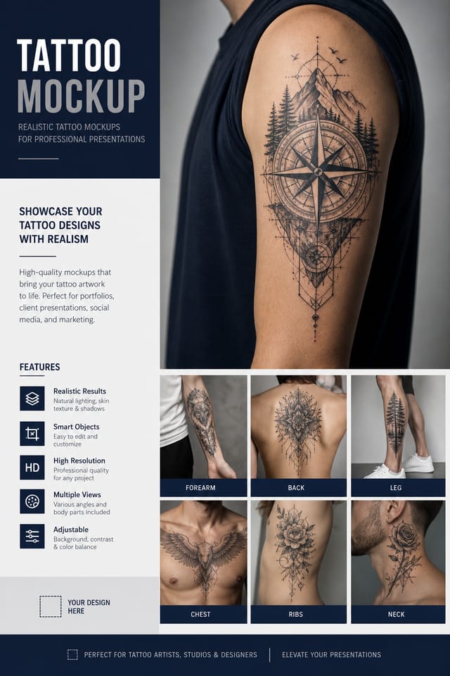 Tattoo Mockup — corporate style product mockup
