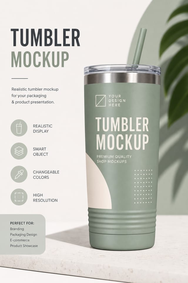 Tumbler Mockup — modern style product mockup