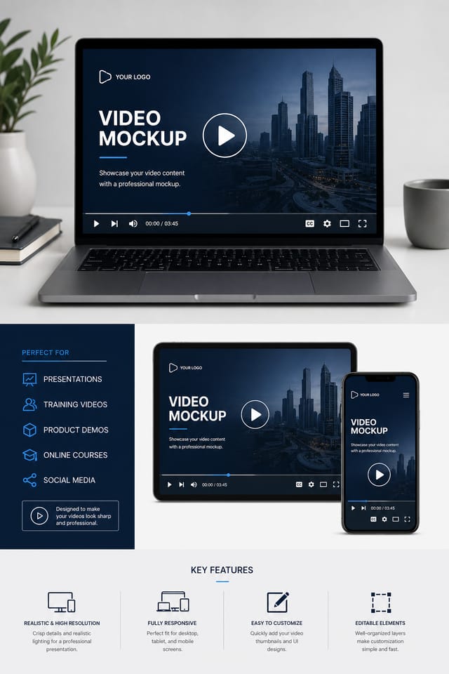 Video Mockup — corporate style product mockup
