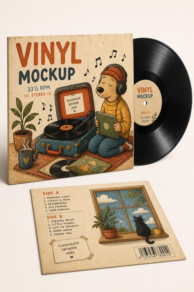 Vinyl Mockup — illustration style product mockup
