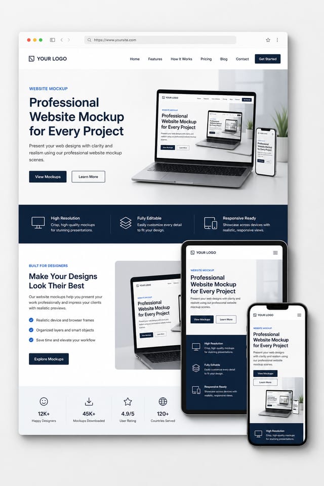 Website Mockup — corporate style product mockup