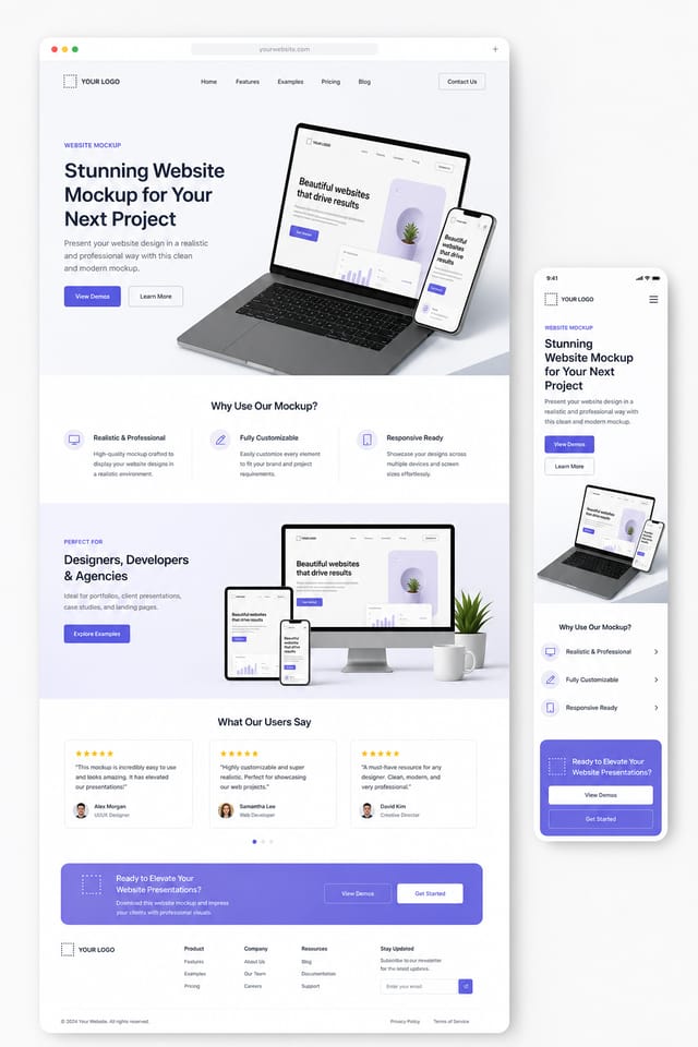 Website Mockup — modern style product mockup