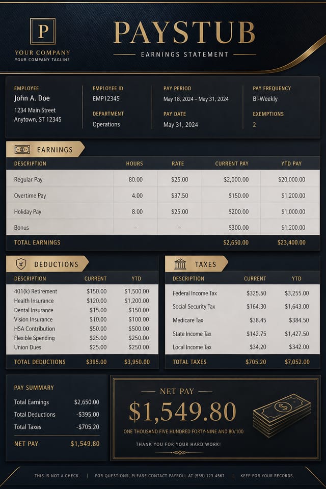 Paystub — elegant style paystub