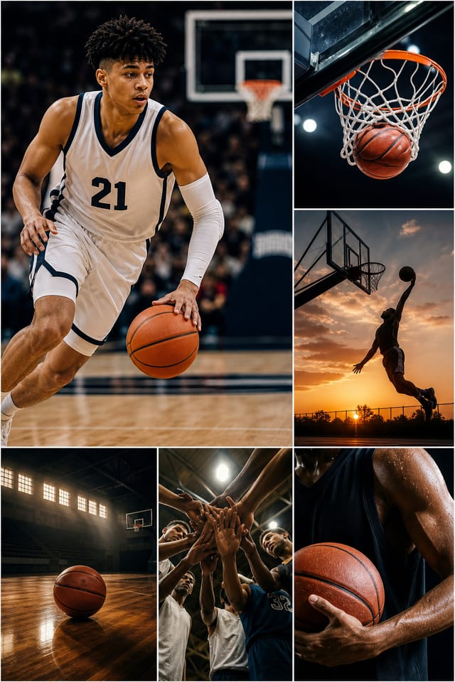 Basketball Photo Collage — photo-realistic style photo collage layout