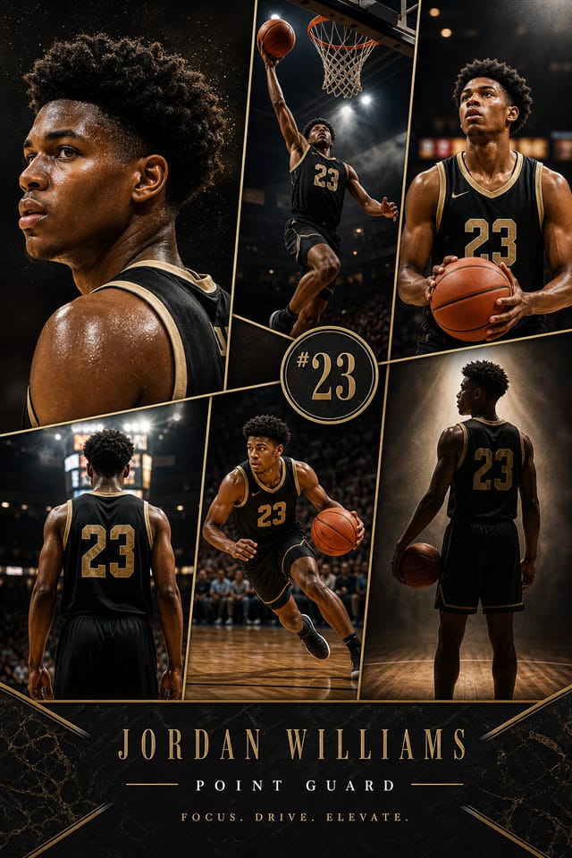 Basketball Photo Collage — elegant style photo collage layout
