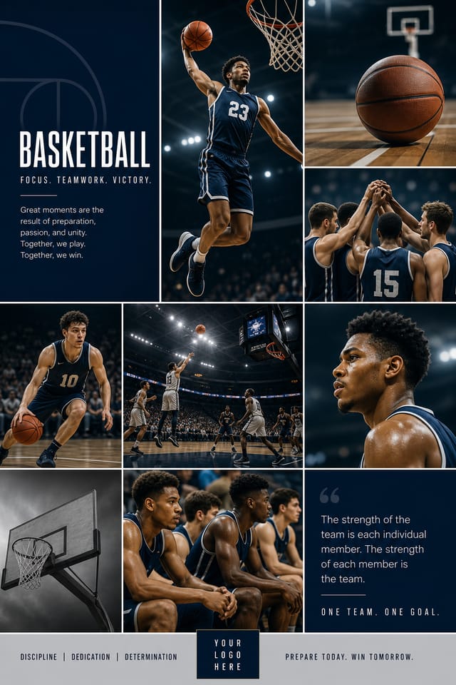 Basketball Photo Collage — corporate style photo collage layout