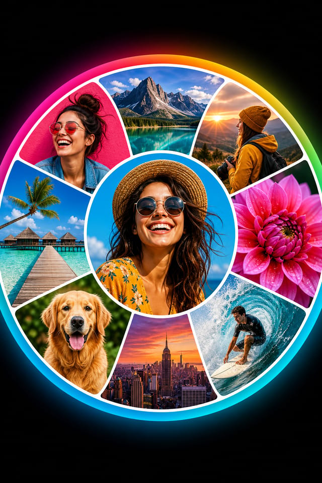 Circle Photo Collage — vibrant style photo collage layout