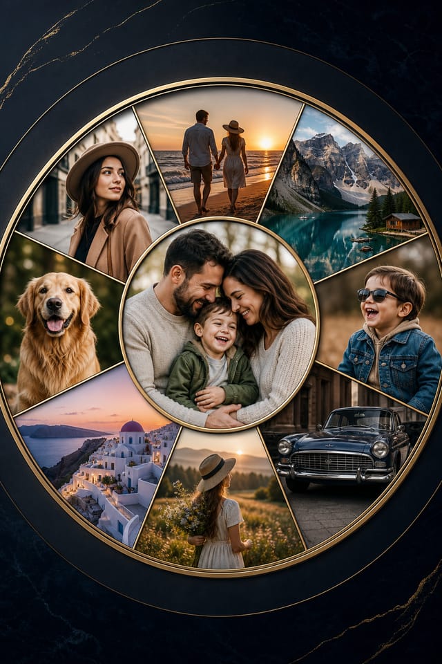 Circle Photo Collage — elegant style photo collage layout