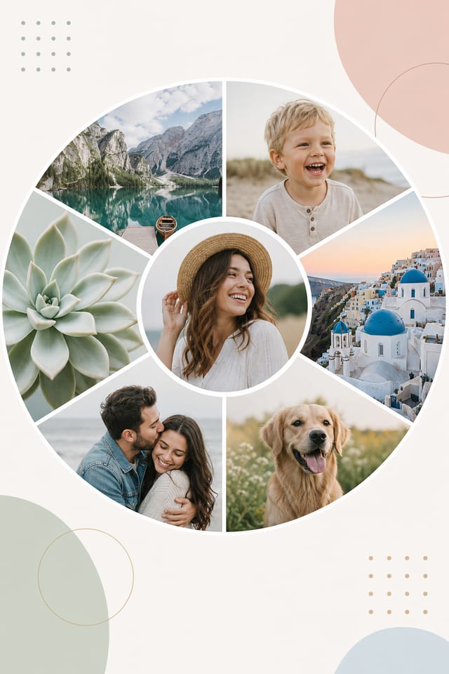 Circle Photo Collage — modern style photo collage layout