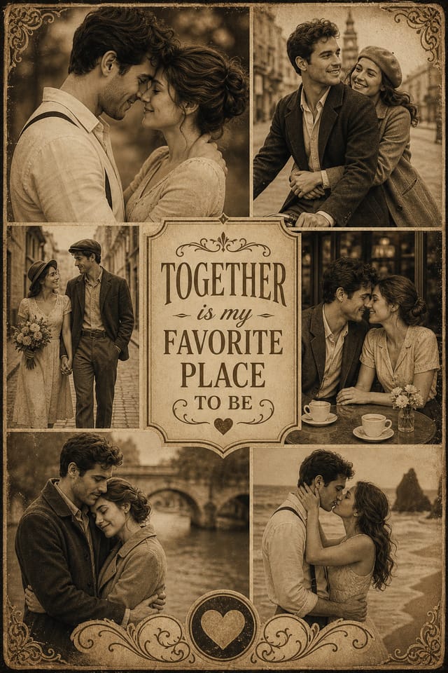 Couples Photo Collage — vintage style photo collage layout