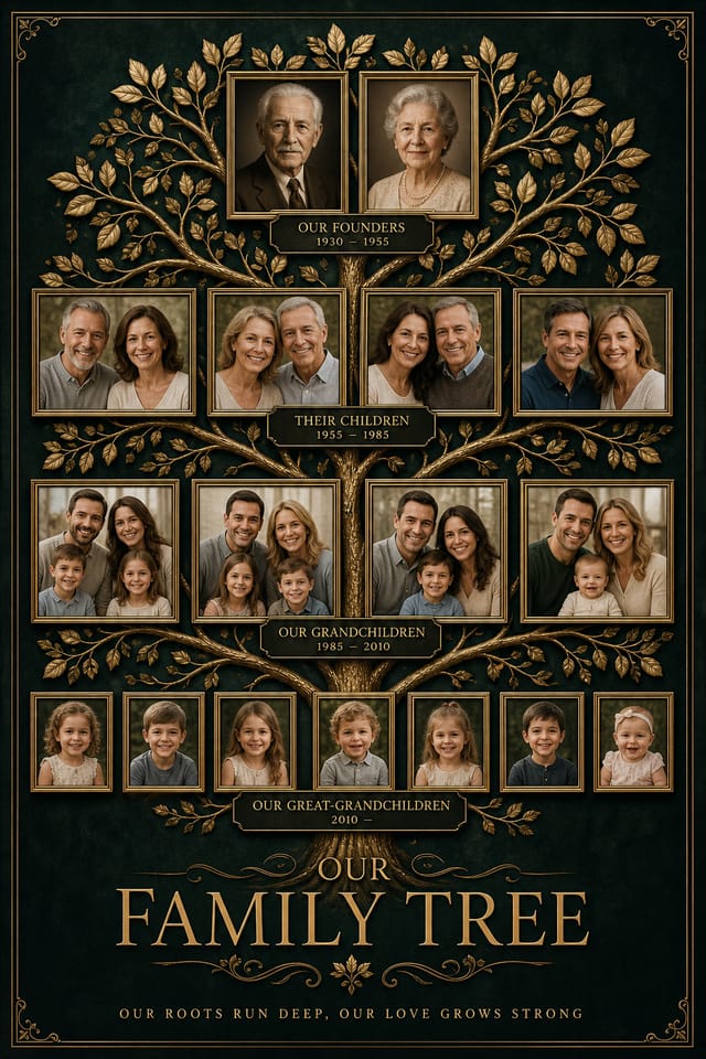Family Tree Photo Collage — elegant style photo collage layout
