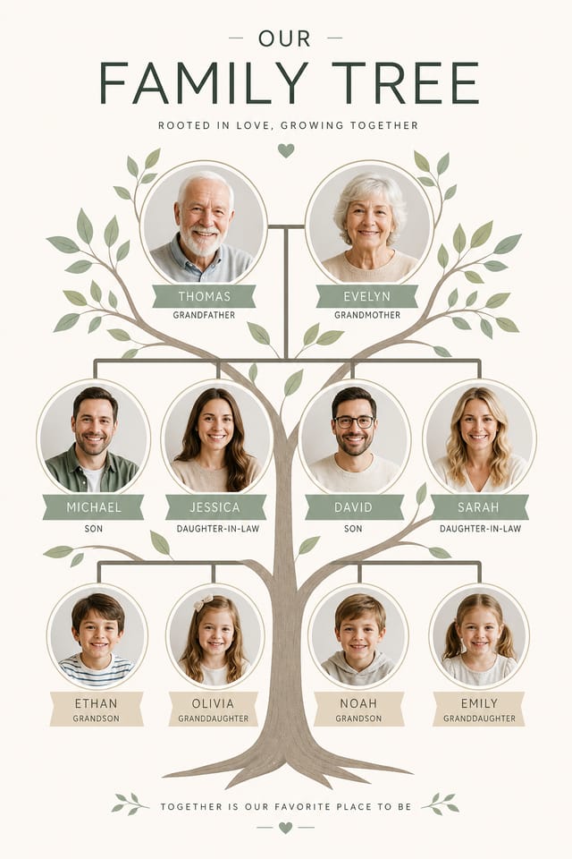 Family Tree Photo Collage — modern style photo collage layout