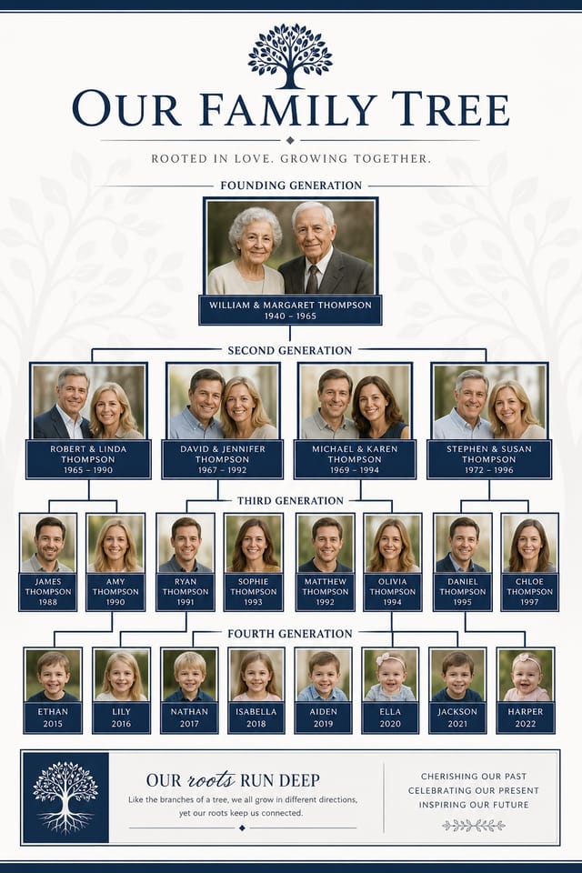 Family Tree Photo Collage — corporate style photo collage layout