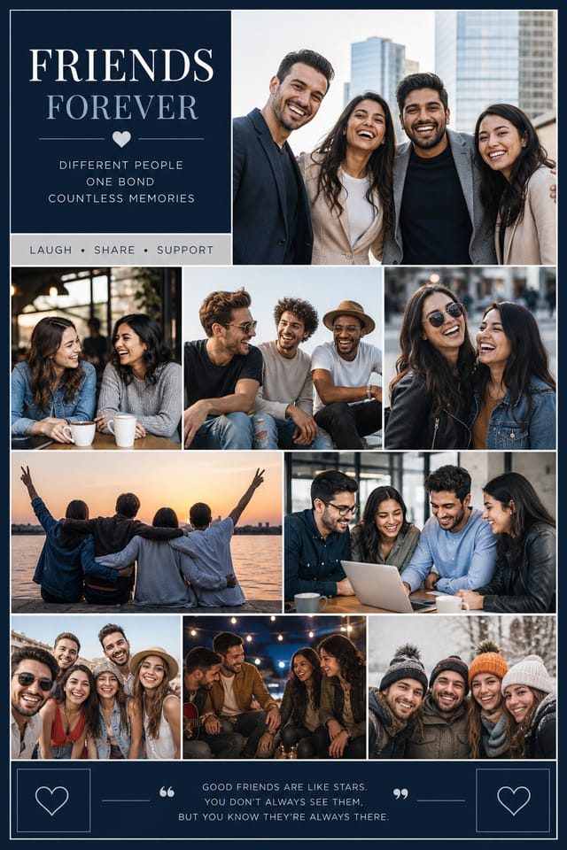Friend Photo Collage — corporate style photo collage layout